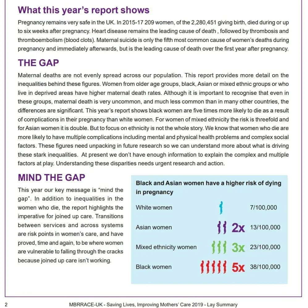 @skynews covered the issue of disparities in maternal mortality rates by ethnicity, slide 3
